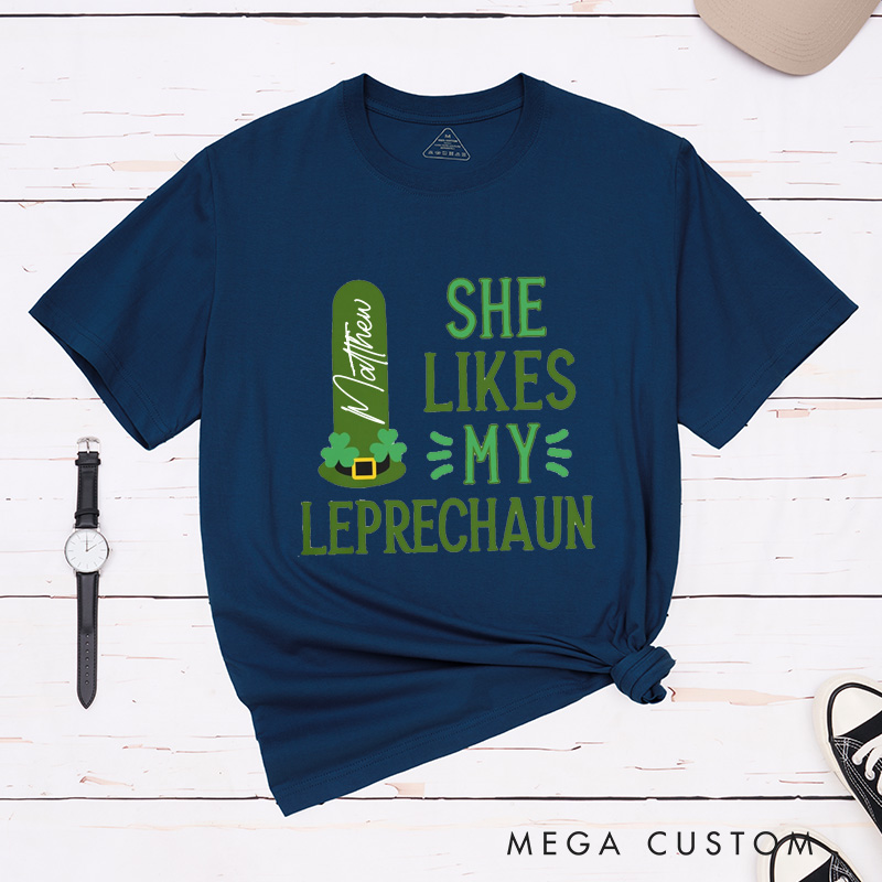 Personalized Funny Couple St. Patrick's Day Matching T-Shirt Shamrock and Leprechaun Shirt For Him and Her