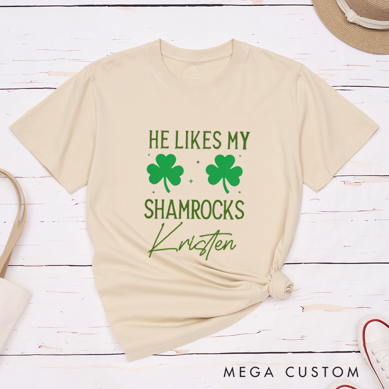 Personalized Funny Couple St. Patrick's Day Matching T-Shirt Shamrock and Leprechaun Shirt For Him and Her