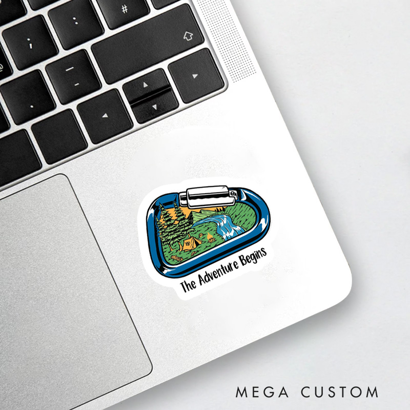 Personalized Carabiner Hiking Sticker Camping Mountain Adventure Stickers for Nature Traveling Outdoors Lover Gift