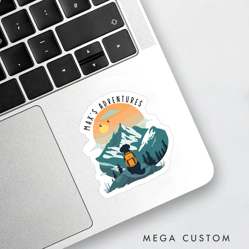 Personalized Adventure Buddy Dog Hiking Sticker Camping Mountain Stickers for Nature Traveling Outdoors Lover Gift
