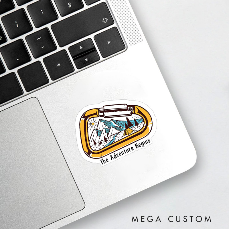 Personalized Carabiner Hiking Sticker Adventure Hiking Camping Mountain Sticker for Nature Traveling Outdoors Lover Gift