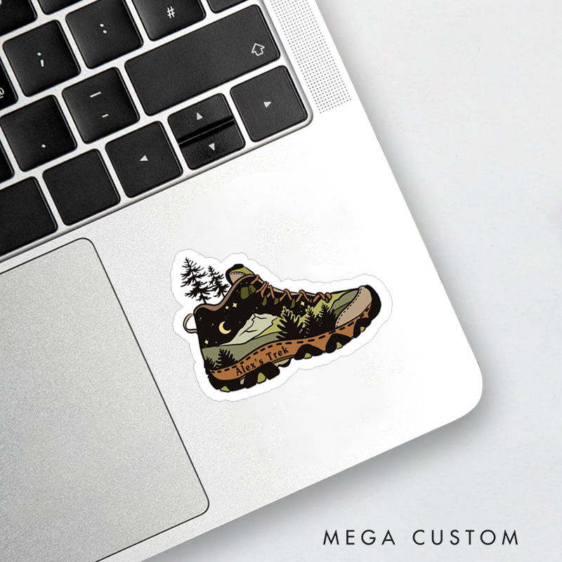 Personalized Hiking Boot Sticker Adventure Camping Mountain Backpacking Sticker for Nature Travelers Outdoors Lover Gift
