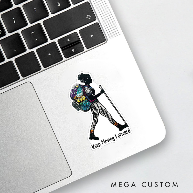 Personalized Hiker Girl Sticker Camping Adventure Sticker for Wanderlust Nature Travelers Outdoors Lover Gift