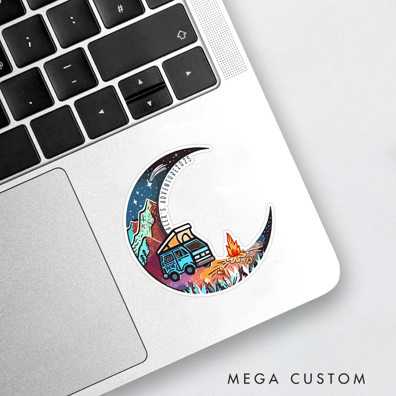 Personalized Moonlit Adventures Sticker Hiking Camping Sticker for Nature Travelers Outdoors Lover Gift