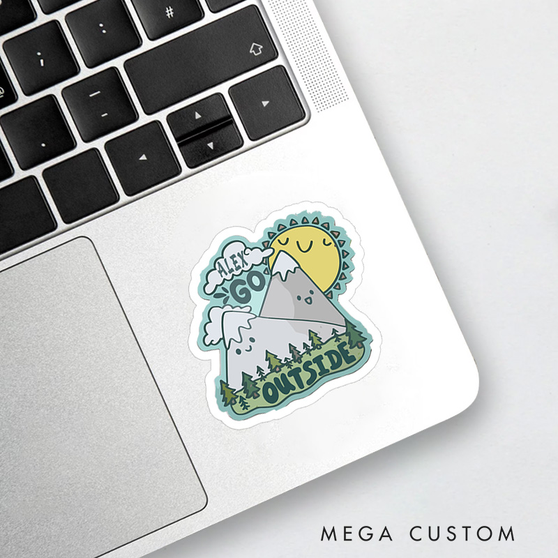 Personalized Go Outside Sticker Hiking Camping Adventure Mountains Sticker for Nature Travelers Outdoors Lover Gift