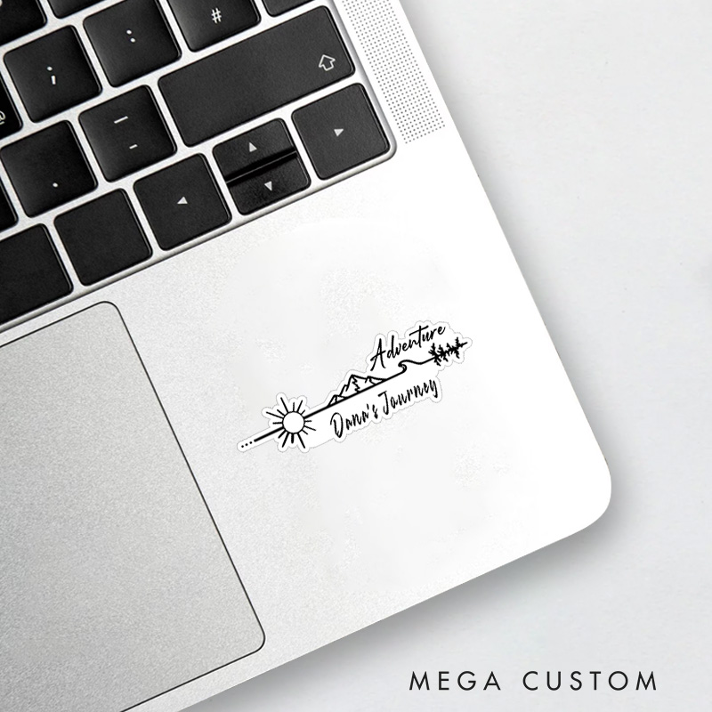 Personalized Adventure Mountain Sun And Wave Sticker Hiking Camping Sticker for Nature Travelers Outdoors Lover Gift