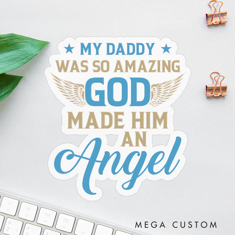 Personalized Memorial Graphic Sticker Angel Wings Sympathy Gift for Loss of Loved One All I Want Is for My Dad in Heaven I Miss My Dad Graphics