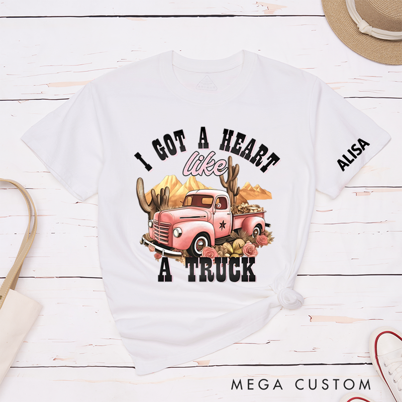 Personalized Classic T-Shirts Vintage Truck and Rustic Western-Inspired Design with Cactus and Floral Details Perfect for Country Lovers Gift
