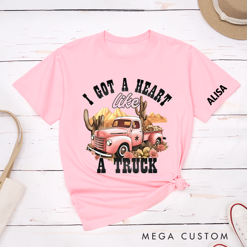 Personalized Classic T-Shirts Vintage Truck and Rustic Western-Inspired Design with Cactus and Floral Details Perfect for Country Lovers Gift