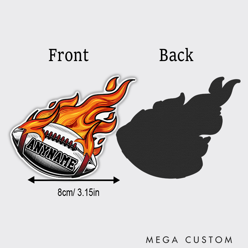Personalized American Football and Rugby Fire Ball Fridge Magnets with Custom Name 