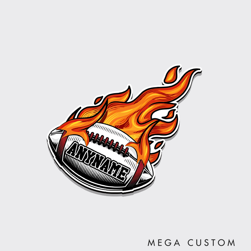 Personalized American Football and Rugby Fire Ball Fridge Magnets with Custom Name 