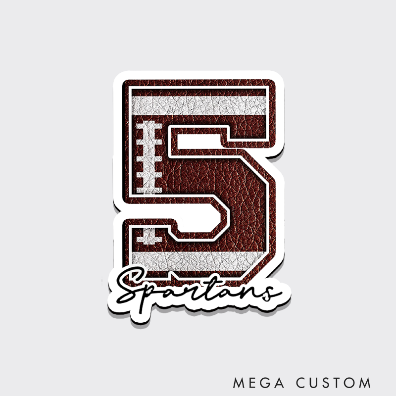 Personalized American Football and Rugby Fire Ball Fridge Magnets with Custom Name and Number