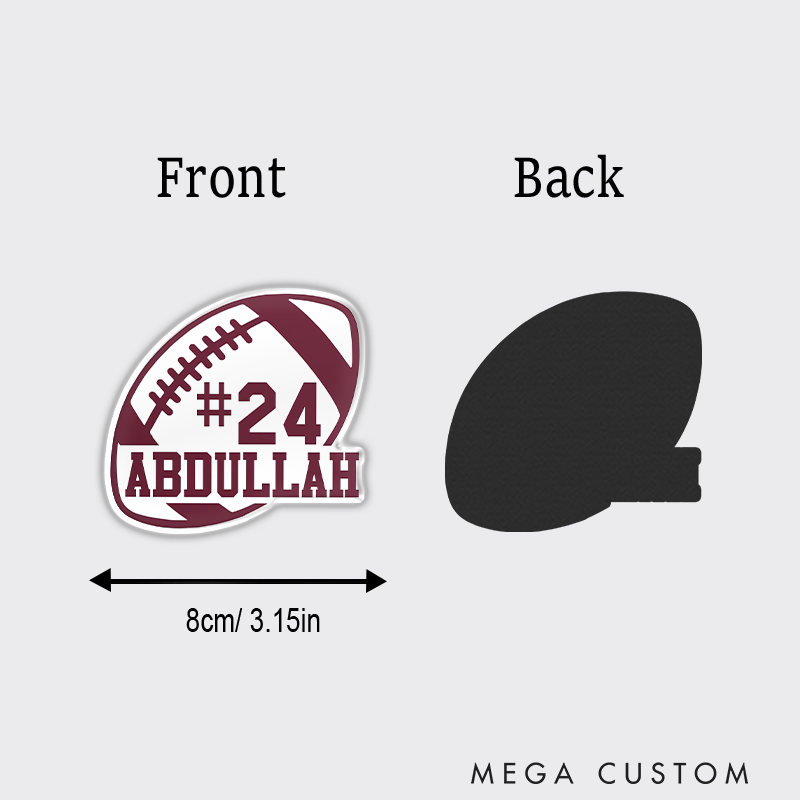 Personalized American Football and Rugby Fridge Magnets with Custom Player Name and Number for Fans