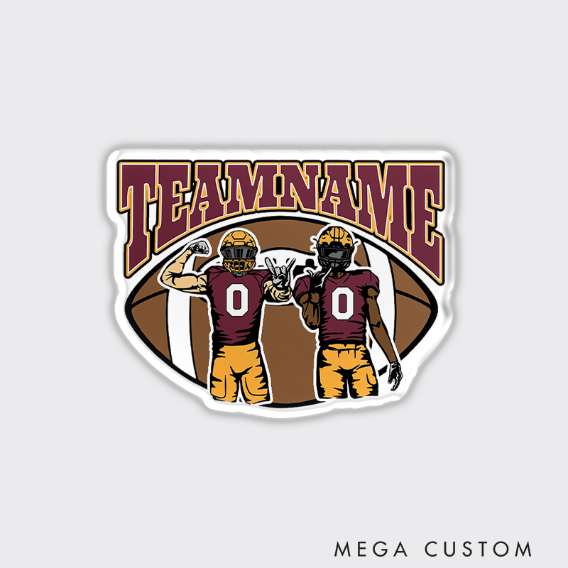 Personalized American Football 2 Player Magnets with Custom Team Name and Players Number