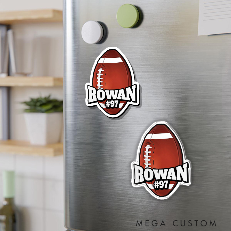 Personalized American Football and Rugby 3D Fridge Magnets with Custom Name and Number for Fans