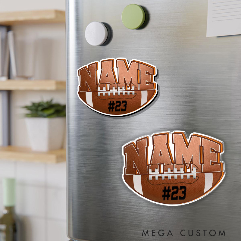 Personalized American Football and Rugby Fridge Magnets with Custom Player Name and Number for Sport Lovers