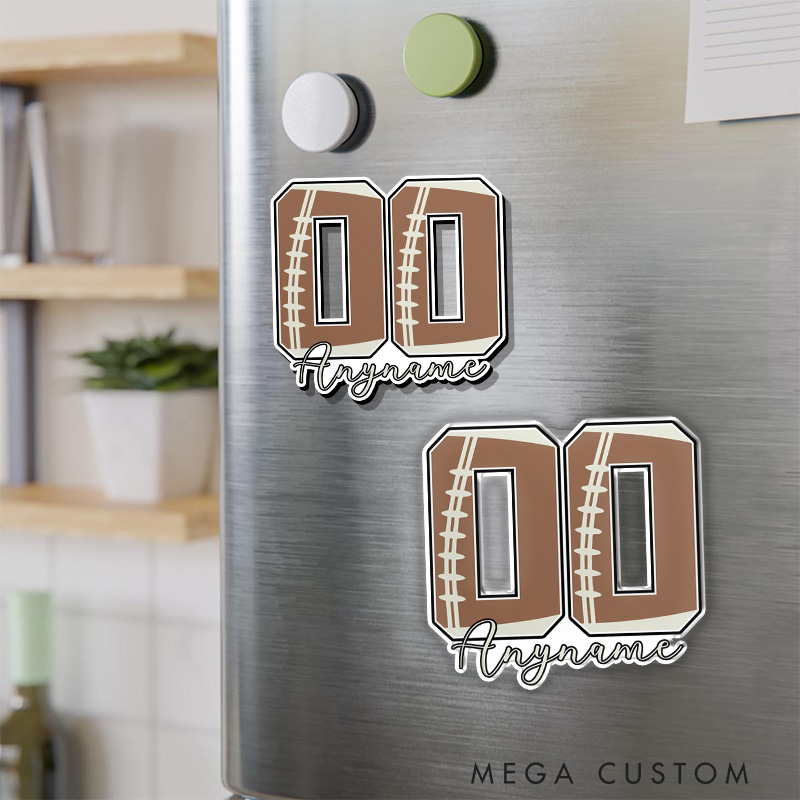 Personalized American Football and Rugby Fridge Magnets with Custom Player Name and Number for Fans