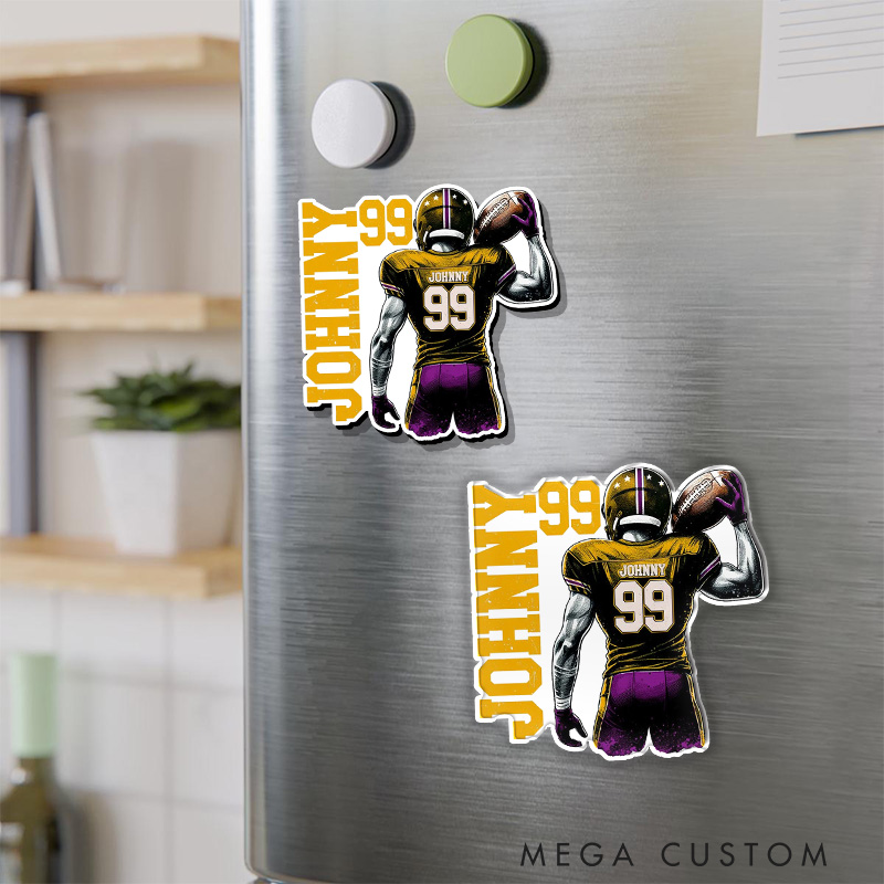 Personalized American Football Fridge Magnets with Custom Name and Number for Football Team Gift 