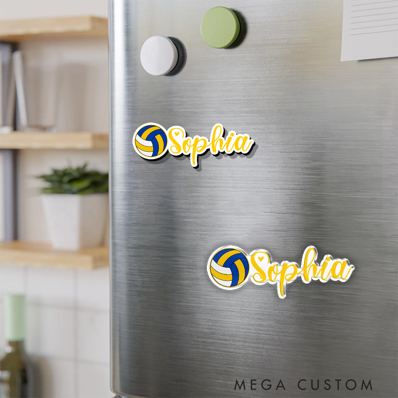 Personalized Volleyball Fridge Magnets with Custom Name For Sport Fan Gifts 