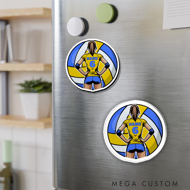 Personalized Volleyball Fridge Magnets with Custom Sporter Name and Number for Players and Fans