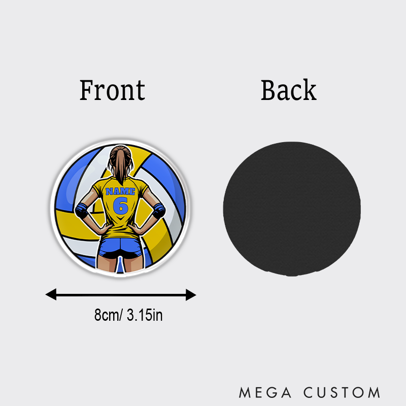 Personalized Volleyball Fridge Magnets with Custom Sporter Name and Number for Players and Fans