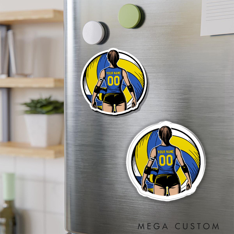 Personalized Volleyball Fridge Magnets with Custom Name and Number for Players and Fans