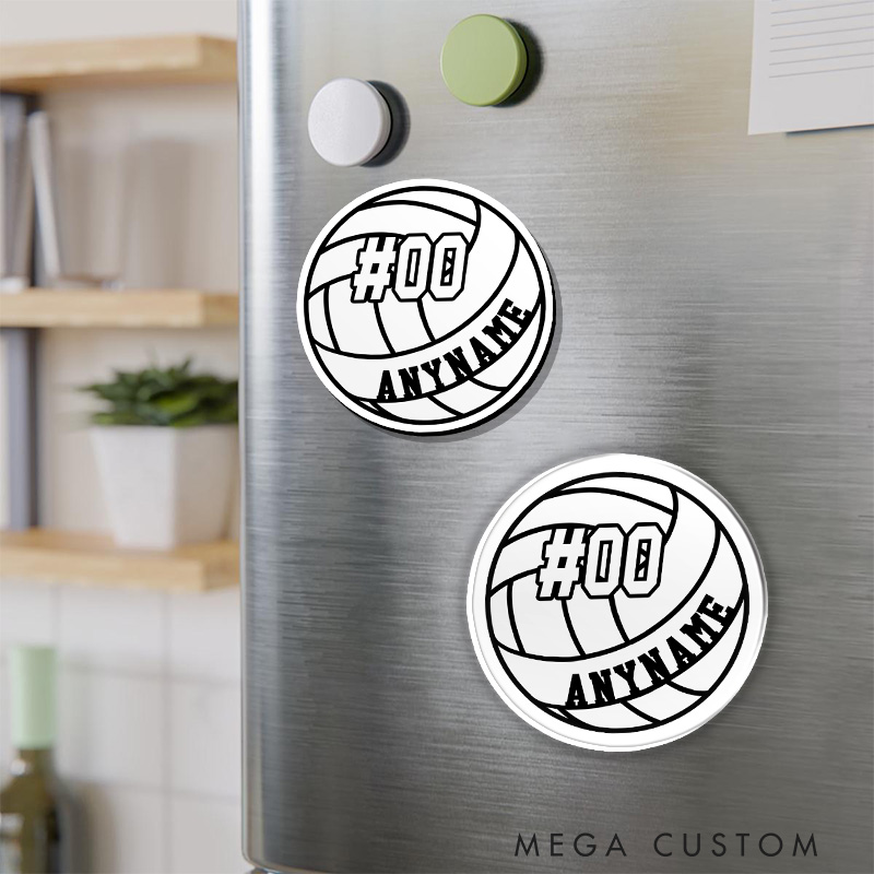 Personalized Volleyball Fridge Magnets with Custom Sport Player Name and Number For Sport Fan Gifts