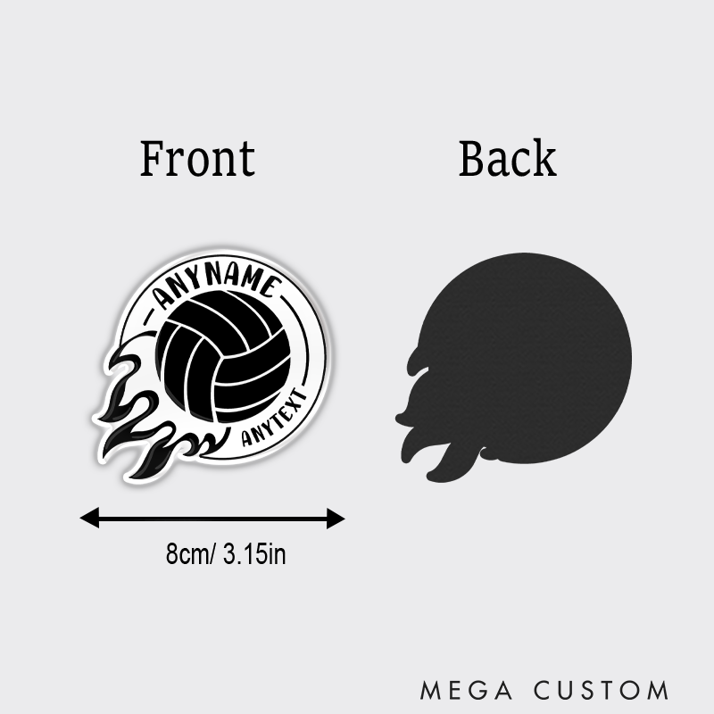 Personalized Volleyball Fridge Magnets Name and Text with Dynamic Ball Design