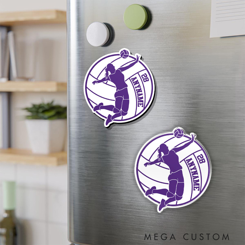 Personalized Volleyball Team Spirit Fridge Magnets with Custom Name and Number for Athletes and Fans