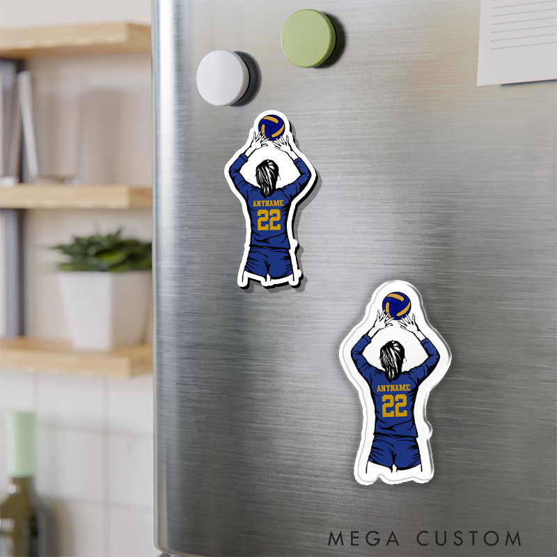 Personalized Volleyball Fridge Magnets with Custom Player Name, Number, and Striking Design for Athletes and Fans