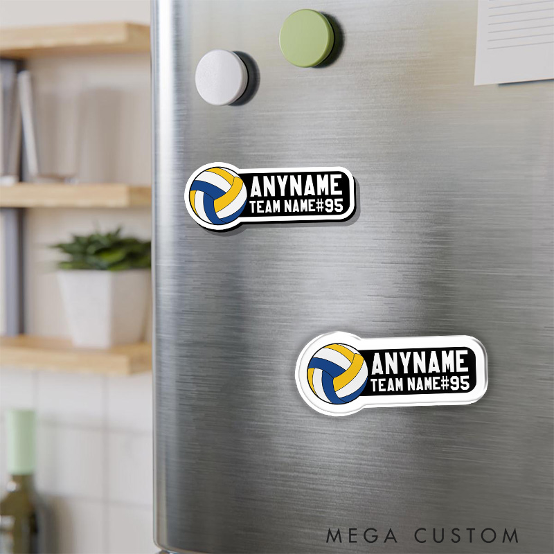 Personalized Volleyball Fridge Magnets Name Custom Team Name, Player Name and Nmuber for Bold Ball Design