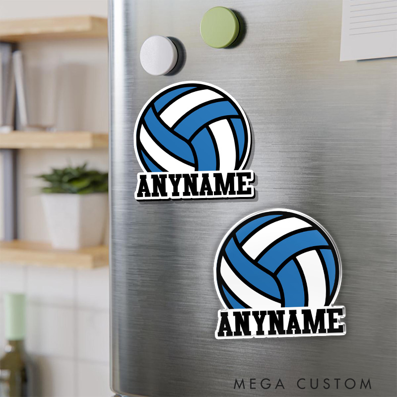 Personalized Volleyball Fridge Magnets Name Custom Your Name for Bold Ball Design