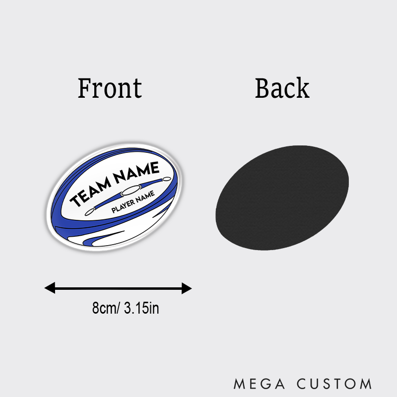 Personalized Rugby Team Fridge Magnets with Custom Team Name and Player Name for Laptop Water Bottle Gifts