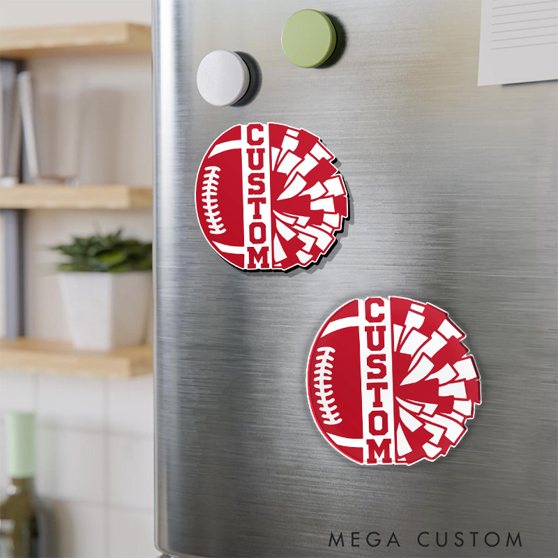 Personalized America Football and Rugby Cheerleader Team Fridge Magnets with Custom Text