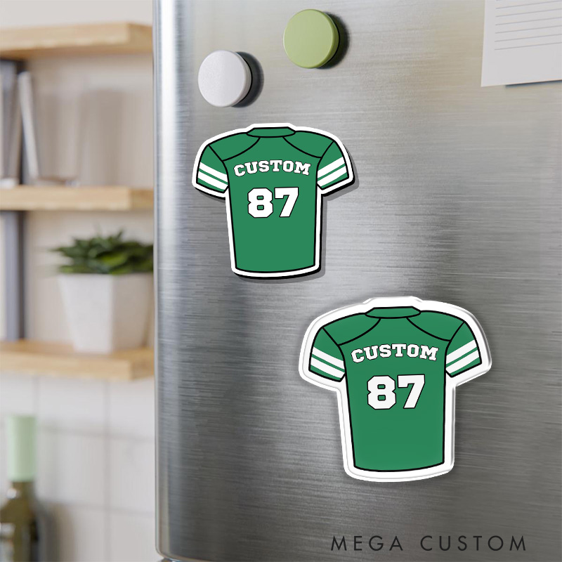 Personalized American Football and Rugby Jersey Fridge Magnets with Custom Name and Number for Player Gifts