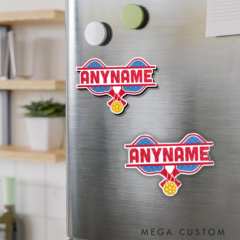 Personalized Pickleball Fridge Magnets with Custom Your Name for Laptop, Water Bottle