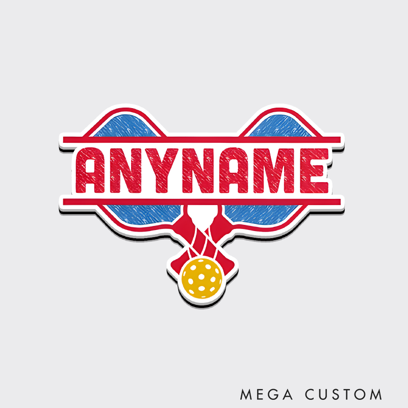 Personalized Pickleball Fridge Magnets with Custom Your Name for Laptop, Water Bottle