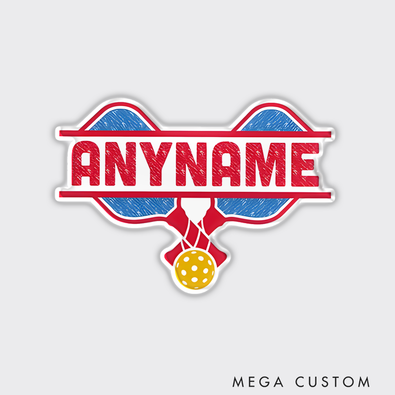 Personalized Pickleball Fridge Magnets with Custom Your Name for Laptop, Water Bottle