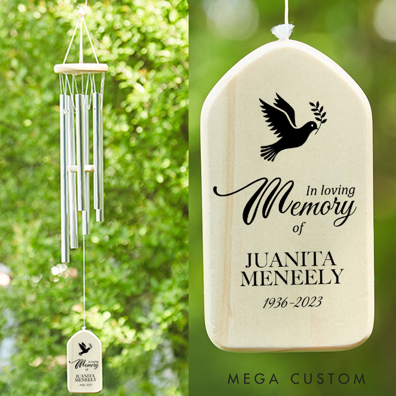 Personalized Memorial Wind Chimes for Loss of Loved One Custom Name Sympathy Wind Chimes Bereavement Chimes for Outside Deep Tone