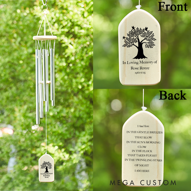 Personalized Memorial Wind Chimes Dove Sympathy Wind Chimes for Loss of Love one Bereavement Gift Remembrance Chime Memorial Gift 