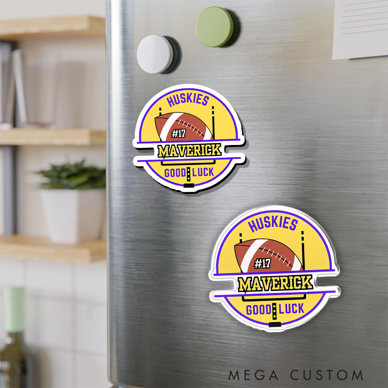 Personalized American Football and Rugby Team Fridge Magnets with Custom Team Name, Player Name and Number