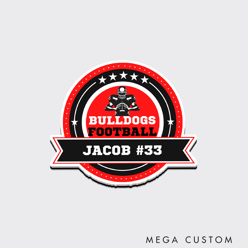 Personalized American Football Fridge Magnets Design with Custom Team Name, Player Name, and Number