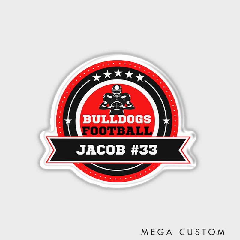 Personalized American Football Fridge Magnets Design with Custom Team Name, Player Name, and Number