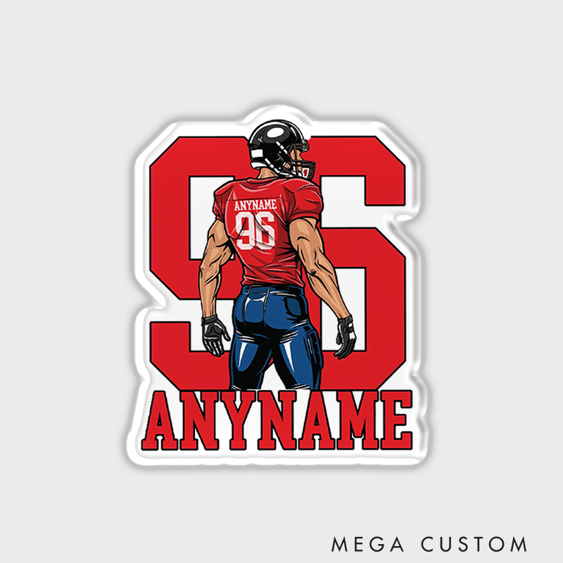 Personalized American Football Fridge Magnets with Custom Name and Jersey Number Design