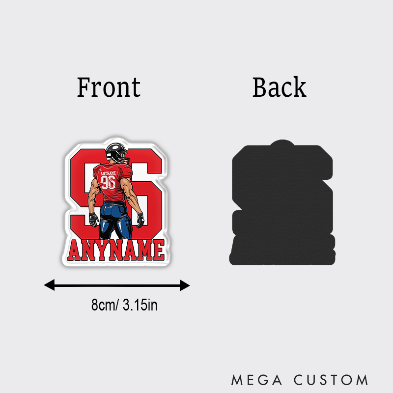 Personalized American Football Fridge Magnets with Custom Name and Jersey Number Design