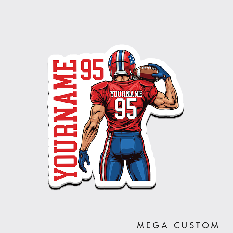 Personalized American Football Fridge Magnets with Custom Your Name and Number on the Back