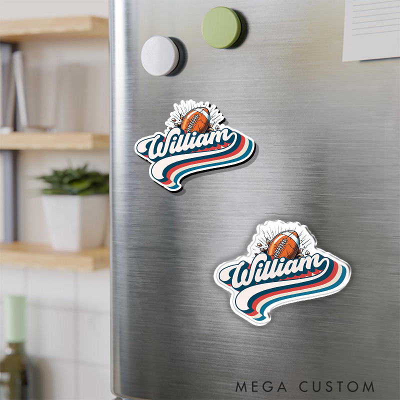 Personalized American Football and Rugby Retro Fridge Magnets with Custom Player Name