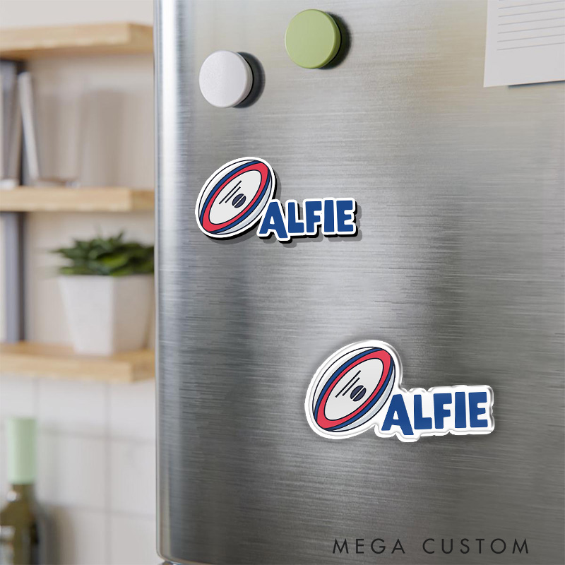 Personalized Rugby Name Design Fridge Magnets with Custom Player Name for Fans