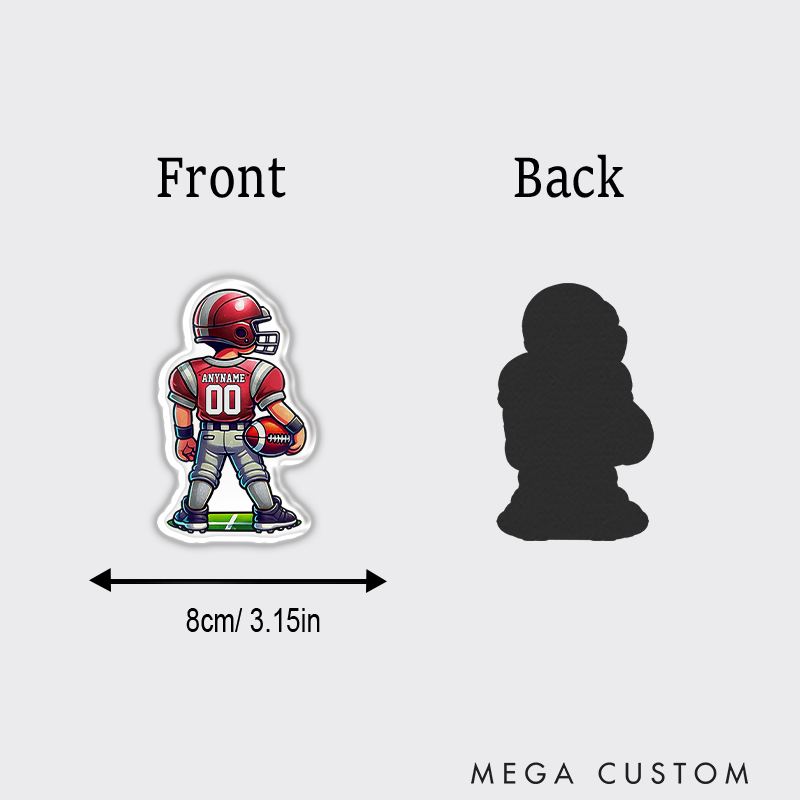 Personalized American Football Player Fridge Magnets with Custom Name and Number on the back