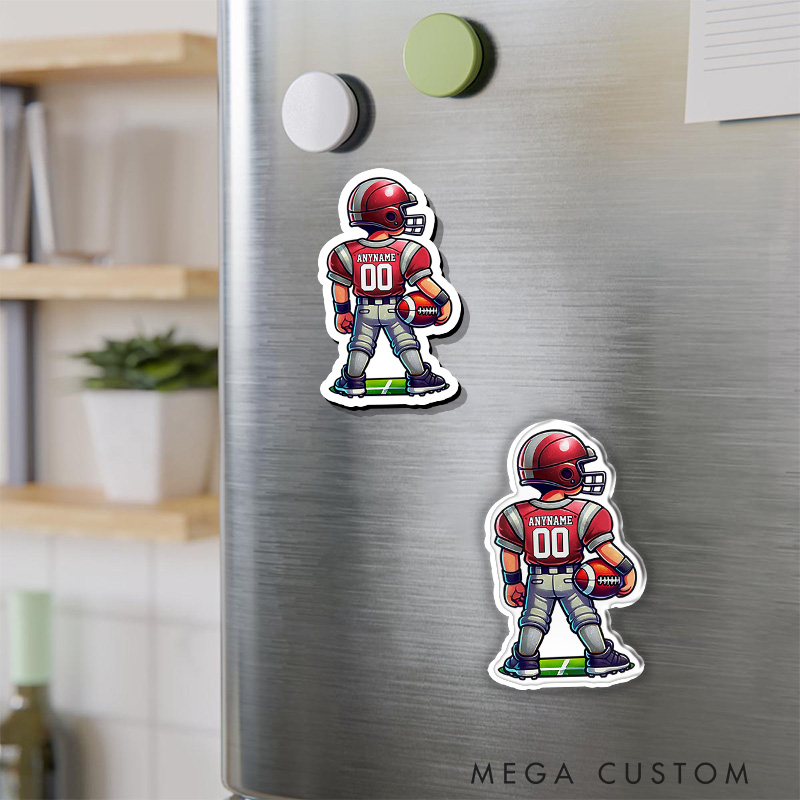 Personalized American Football Player Fridge Magnets with Custom Name and Number on the back
